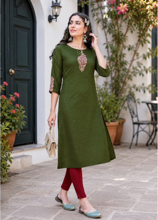 Heavy Rayon Dobby - LTT02 Olive Green