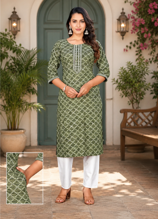 Luna Charm Green Kurti Set - LTK01