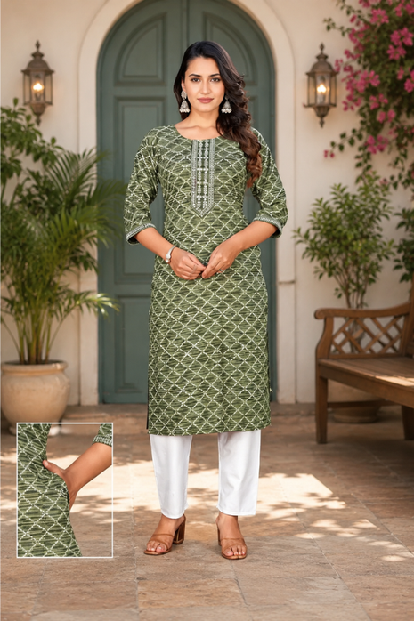 Luna Charm Green Kurti Set - LTK01
