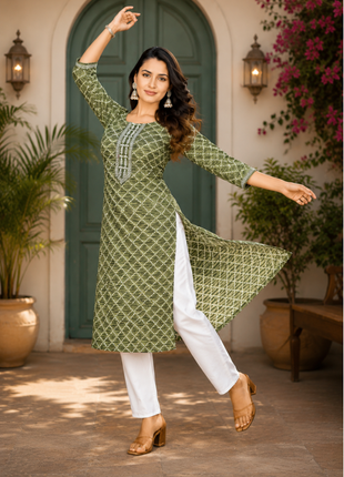 Luna Charm Green Kurti Set - LTK01
