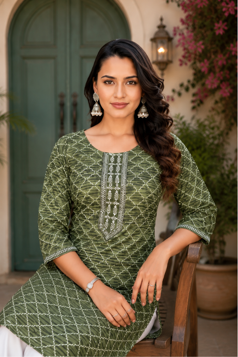Luna Charm Green Kurti Set - LTK01