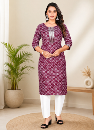 Luna Charm Wine  Kurti Set - LTK02