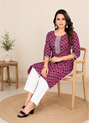 Luna Charm Wine  Kurti Set - LTK02