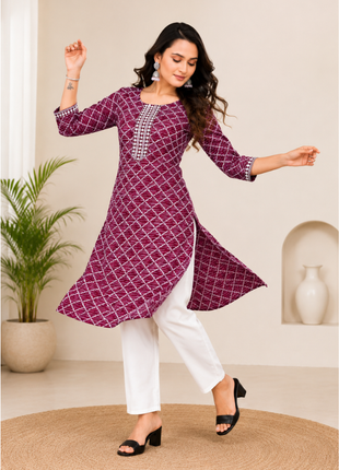 Luna Charm Wine  Kurti Set - LTK02