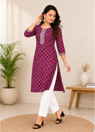 Luna Charm Wine  Kurti Set - LTK02