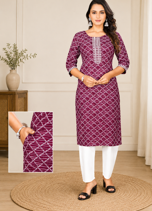 Luna Charm Wine  Kurti Set - LTK02