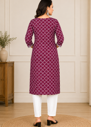 Luna Charm Wine  Kurti Set - LTK02