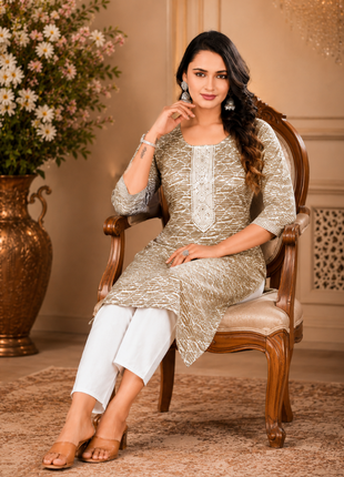 Luna Charm Beige Kurti Set - LTK03