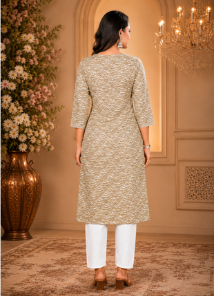 Luna Charm Beige Kurti Set - LTK03