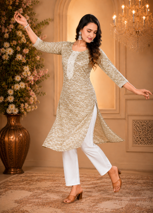 Luna Charm Beige Kurti Set - LTK03