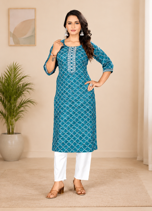 Luna Charm Teal Green Kurti Set - LTK04