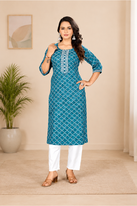Luna Charm Teal Green Kurti Set - LTK04