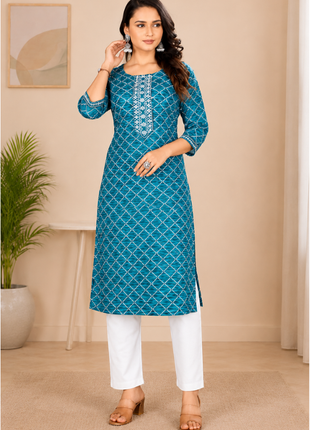 Luna Charm Teal Green Kurti Set - LTK04