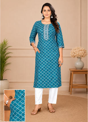 Luna Charm Teal Green Kurti Set - LTK04