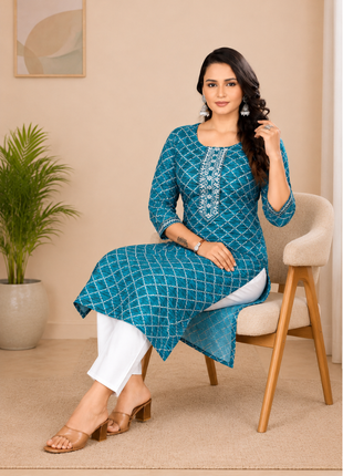 Luna Charm Teal Green Kurti Set - LTK04