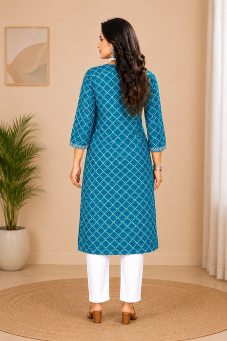 Luna Charm Teal Green Kurti Set - LTK04