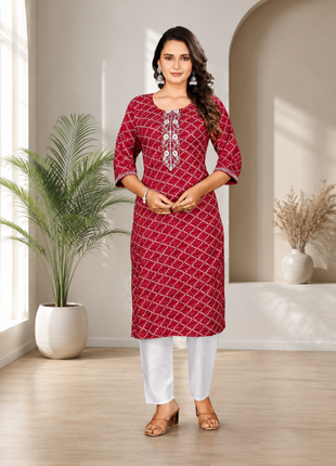 Luna Charm Red Kurti Set - LTK06