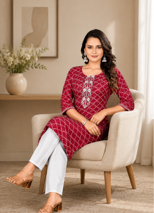 Luna Charm Red Kurti Set - LTK06
