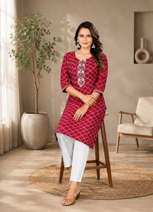 Luna Charm Red Kurti Set - LTK06