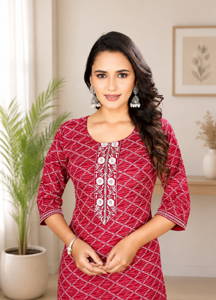 Luna Charm Red Kurti Set - LTK06