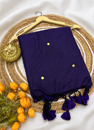 Elegant Deep Purple Cotton Blend Saree