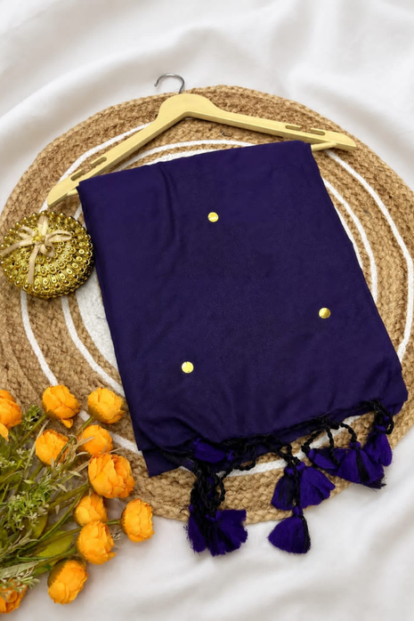 Elegant Deep Purple Cotton Blend Saree