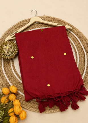 Elegant Red Cotton Blend Saree