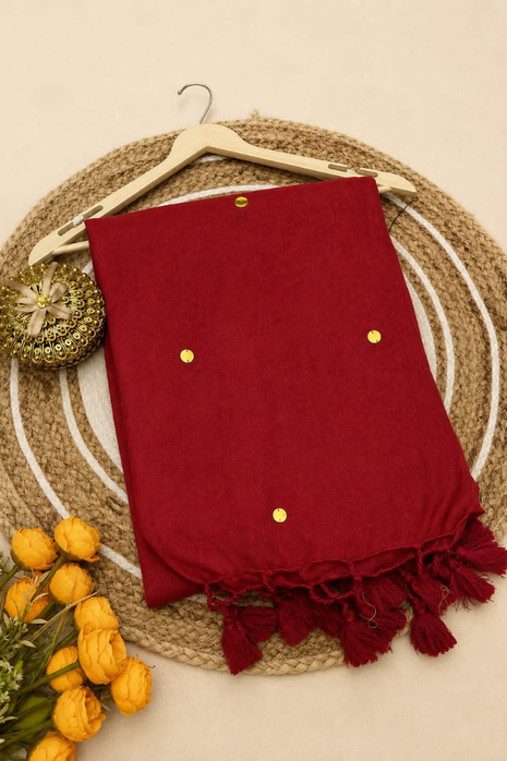 Elegant Red Cotton Blend Saree