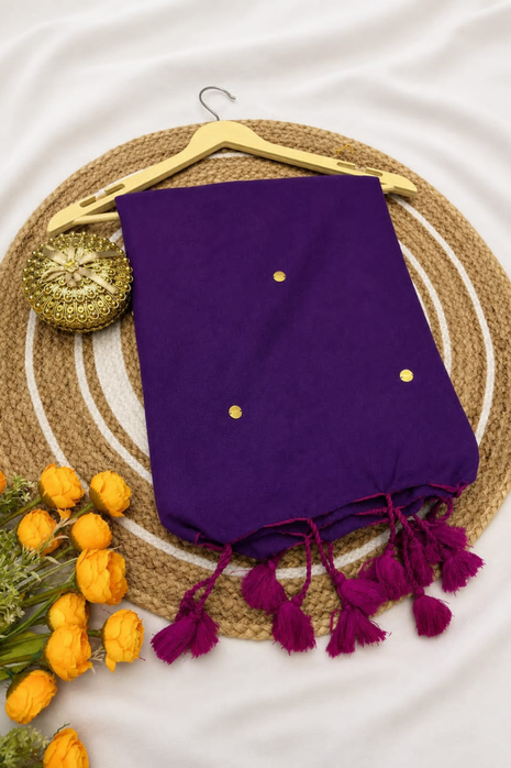 Elegant Purple Cotton Blend Saree