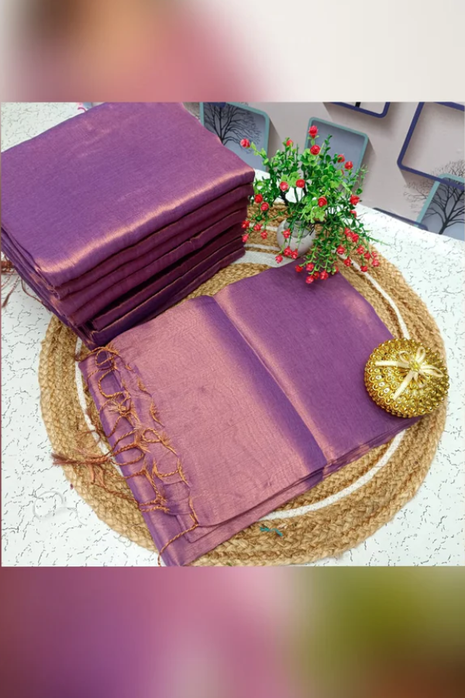 Premium Quality Raga Tissue  Soft Silk Saree - LTS152  Rose Purple