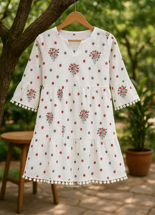 Aqua Leaf Organza Fabric – Custom Stitch Short Kurti