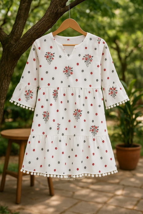 Aqua Leaf Organza Fabric – Custom Stitch Short Kurti