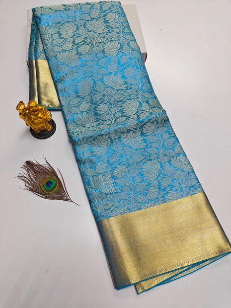 Luna Kanchipuram Tissue Silk Saree - LTS102 Blue