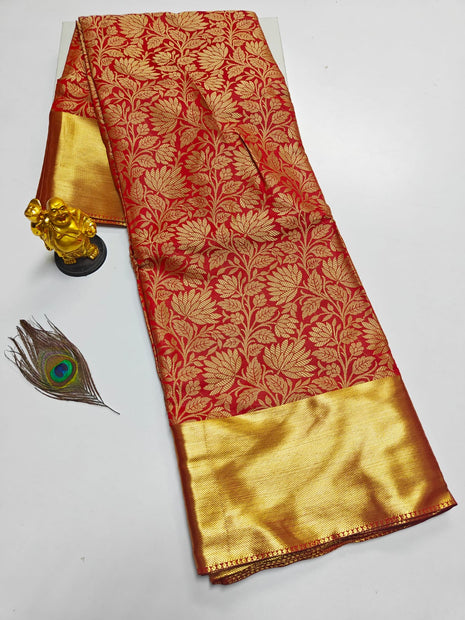 Luna Kanchipuram Tissue Silk Saree - LTS99 Red