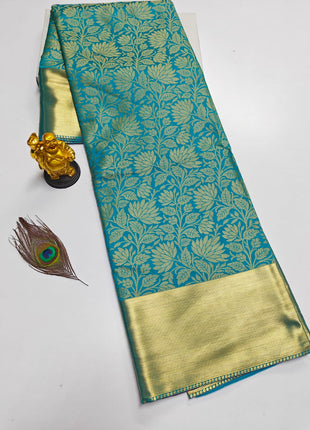 Luna Kanchipuram Tissue Silk Saree - LTS94 Teal Green