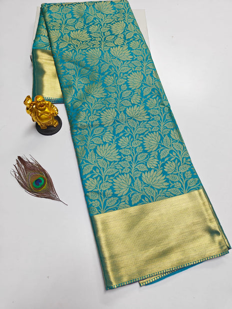 Luna Kanchipuram Tissue Silk Saree - LTS94 Teal Green