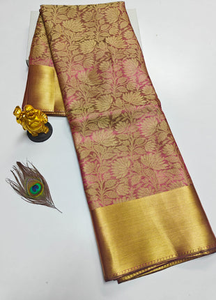 Luna Kanchipuram Tissue Silk Saree - LTS97 Reddish Brown