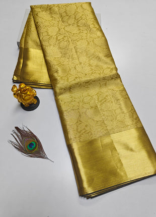 Luna Kanchipuram Tissue Silk Saree - LTS96 Mustard Yellow