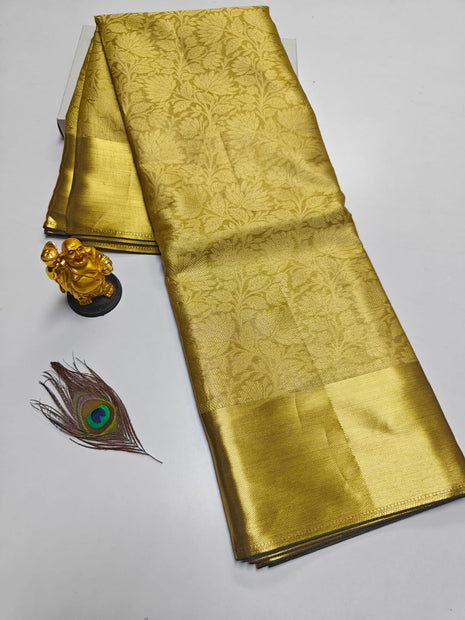 Luna Kanchipuram Tissue Silk Saree - LTS96 Mustard Yellow