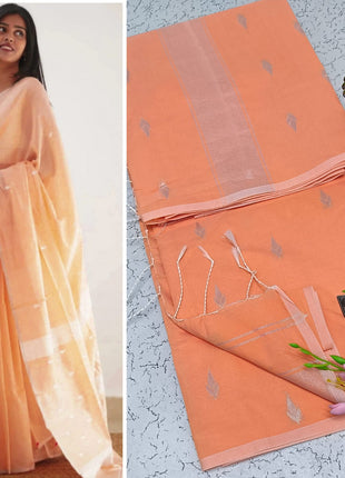 Luna Silk Cotton Saree - LTS64 Dark Peach