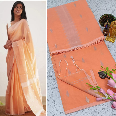 Luna Silk Cotton Saree - LTS64 Dark Peach