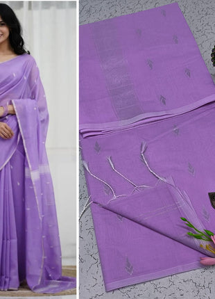 Luna Silk Cotton Saree - LTS62 Light Lavender