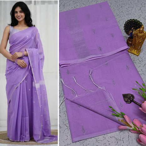 Luna Silk Cotton Saree - LTS62 Light Lavender