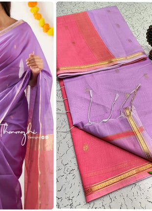 Luna Silk Cotton Saree - LTS60 Lavender & Pink