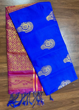 Fancy Soft Silk Bhutta Saree - LTS23 Royal Blue & Magenta