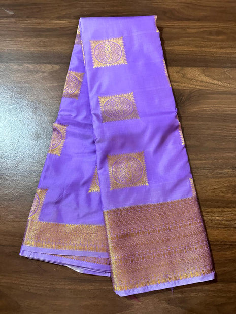 Fancy Soft Silk Bhutta Saree - Lavender With Gold Zari