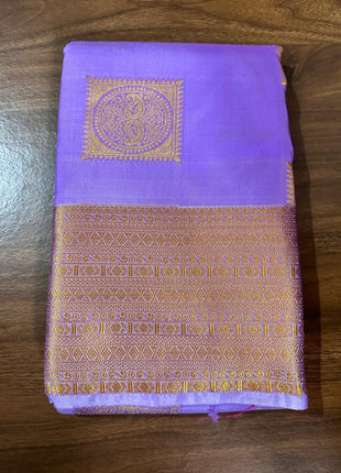 Fancy Soft Silk Bhutta Saree - Lavender With Gold Zari
