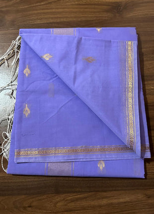 Luna Silk Cotton Saree - Lavender With Gold Zari