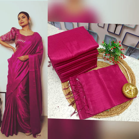 Premium Quality Raga Tissue  Soft Silk Saree - LTS162  Magenta Pink