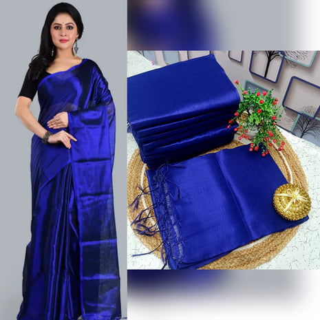 Premium Quality Raga Tissue  Soft Silk Saree - LTS160  Royal Blue